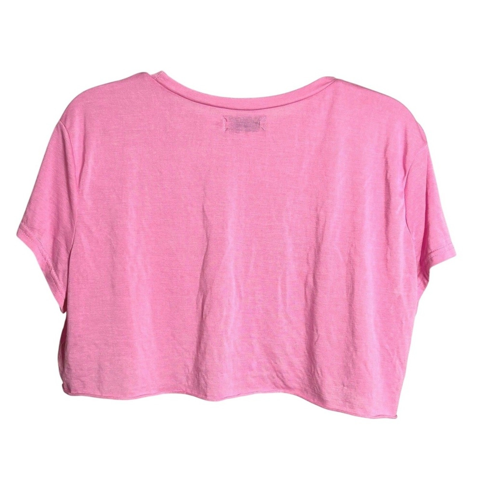 Edikted | Pink Crop Top Short Sleeve Crew Neck Boxy Tee Womens | Size XL