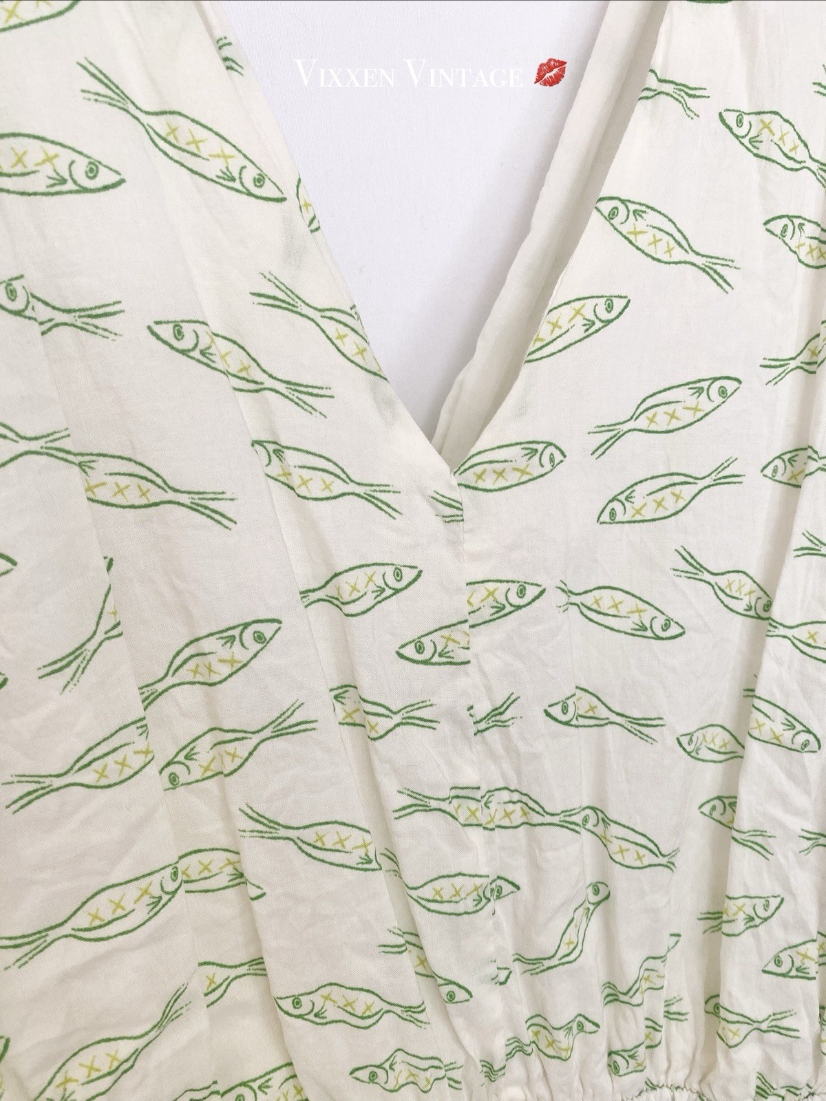 A NEW DAY SARDINE FISH PRINT HALTER ‘OPEN BACK SUNDRESS’ IN CREAM PRINT MSRP $35