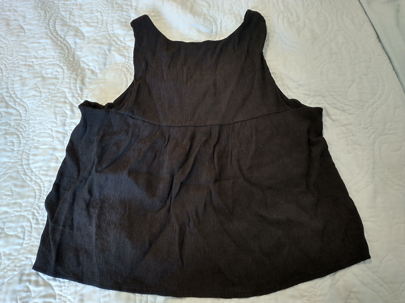 Everlane Black Textured Woven Relaxed Fit Scoop Neck Tank Top Women’s XL
