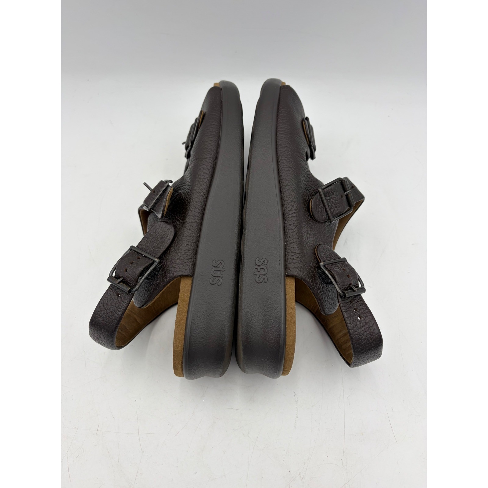 SAS Bravo Sandals Men 11.5M Dark Brown Leather Comfort Adjustable Buckles USA