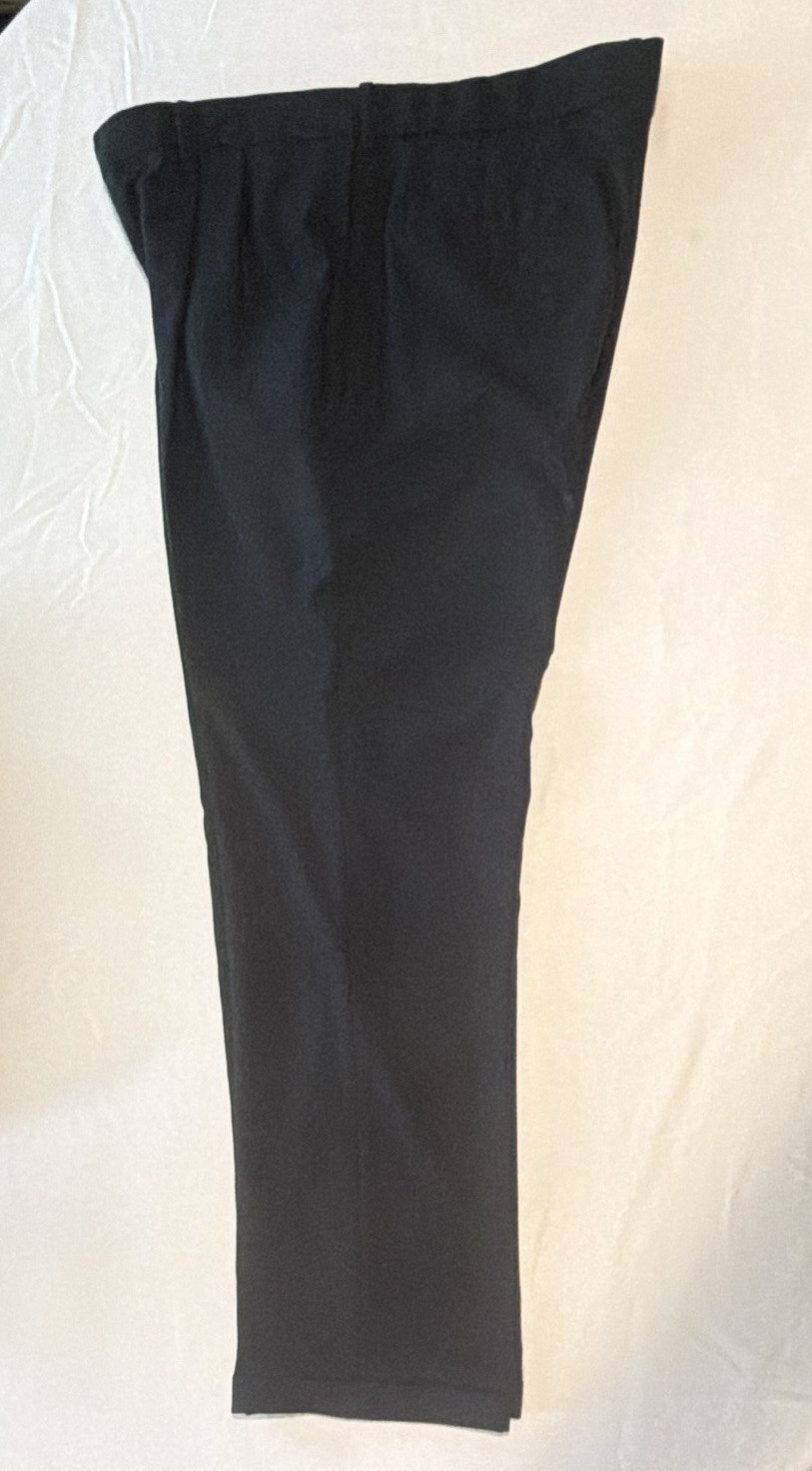 Haggar Eclo Stria Dress Pants Classic Fit Tapered Pleated Black 38W