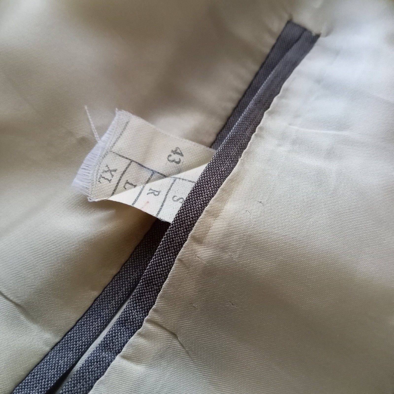 Eduardo De Simone Italy SZ 43 Wool Sport Coat Suit Jacket Stripe Tan Gray Blue