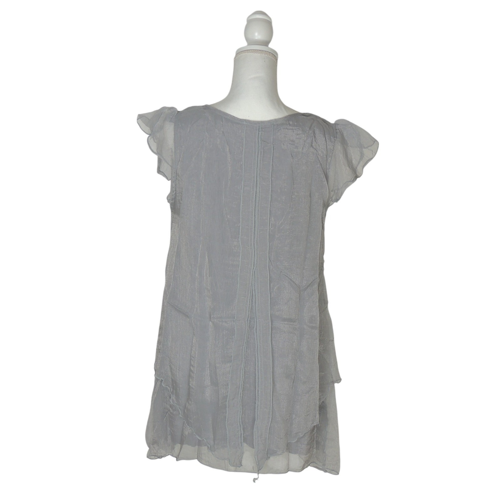 Pretty Angel Grey Fairy Whimsical Shimmer Sheer Lined Tunic Top 11090 Large