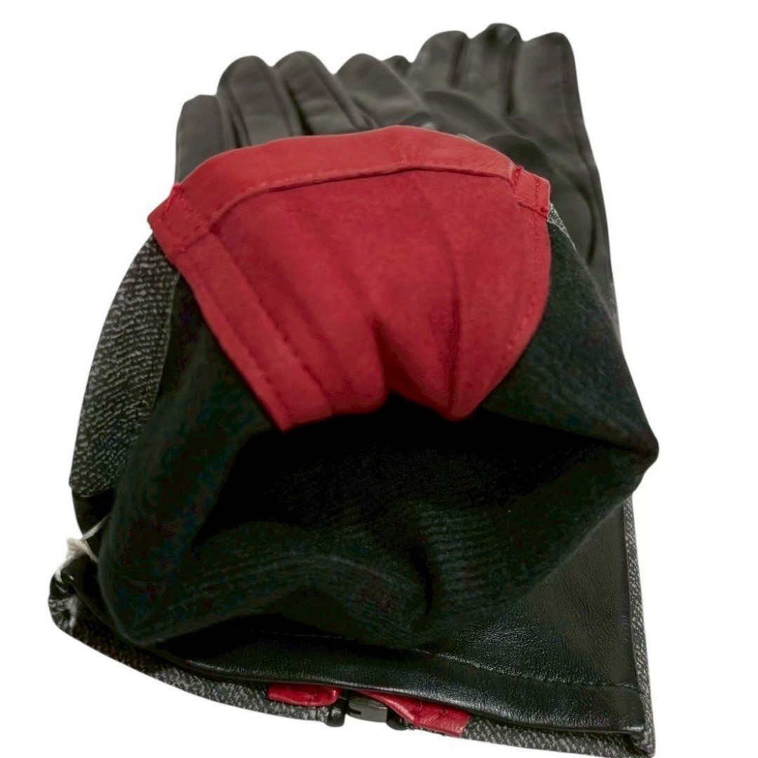 Vivienne Westwood 20cm 7.8in Long Leather Gloves Arm Warmer Black x Red Japan