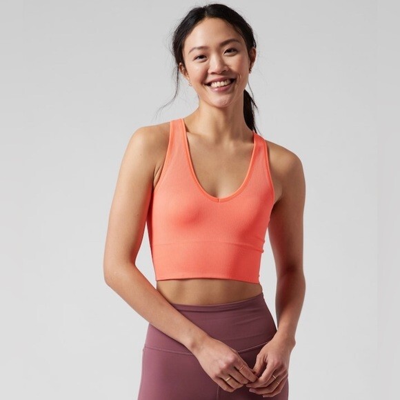 Athleta-Aurora Crop Rib Tank-Coral-Size S-NWOT