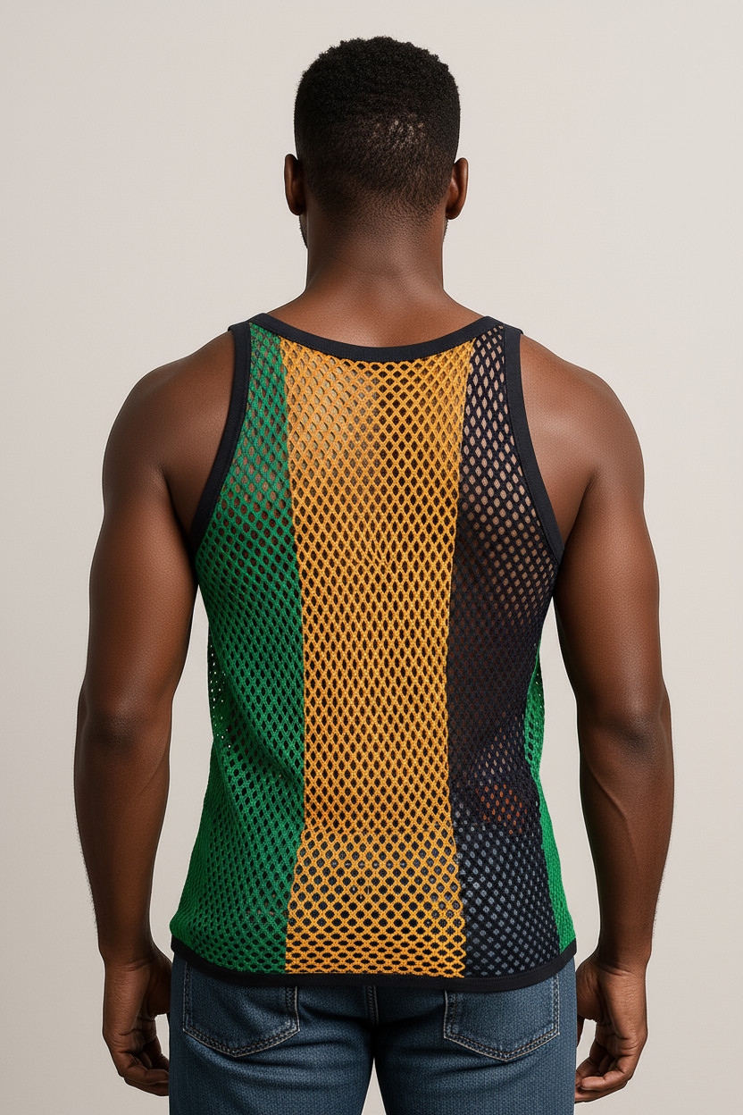 Jamaica String Vest or Mesh Marina In Classic Jamaican Colors Fr Carnivals Party