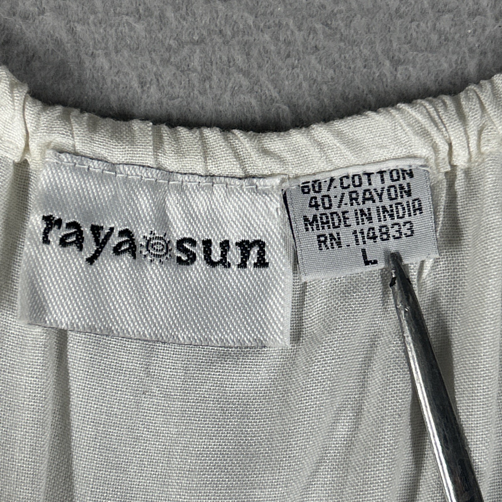 Raya Sun Women’s Size L Boho Embroidered Sundress Lace Trim Hand Wash Beige 38”