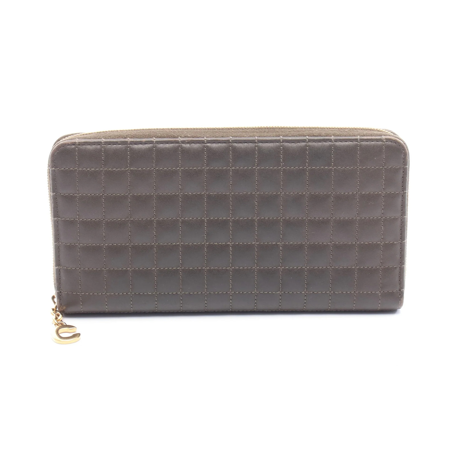 【Wallet】CELINE C Charm Large Zipped Wallet Round Zipper Long Quilted Leather,