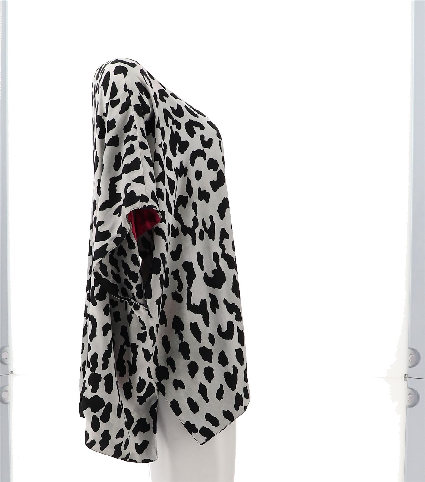 IMAN Global Chic Reversible Printed Poncho Top BLACK M/L NWOT (547)