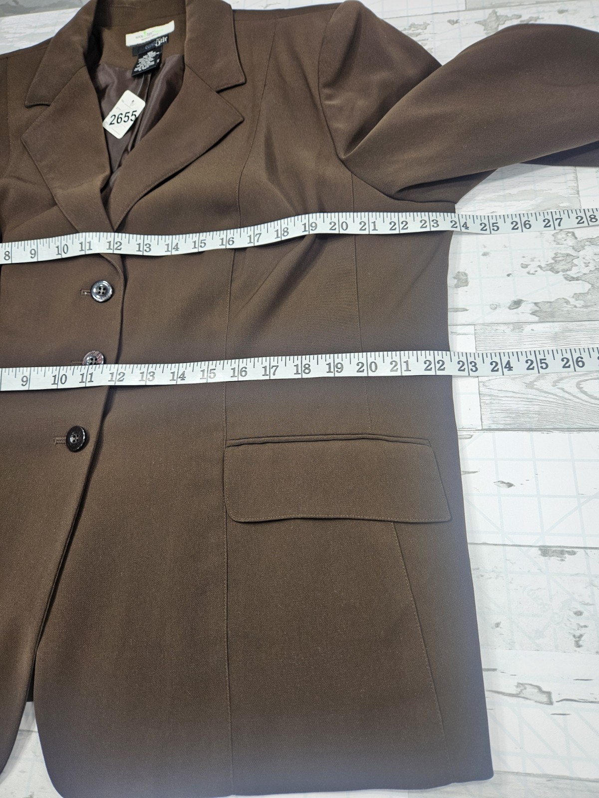 East 5th Womens Plus Size 18W Brown Blazer Nanotex Spill Resistant Fabric