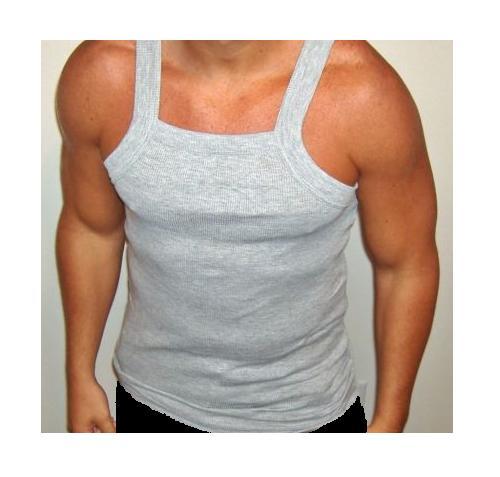 🔥1-Gray “G-Unit Style” Tank Top Square Cut Undershirt Underwear Wife Beater 2XL