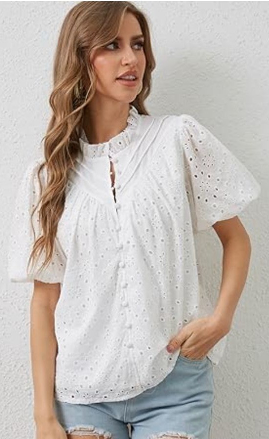 Melwod Women’s Short Sleeve Eyelet Pullover Top in White – Sz M/L