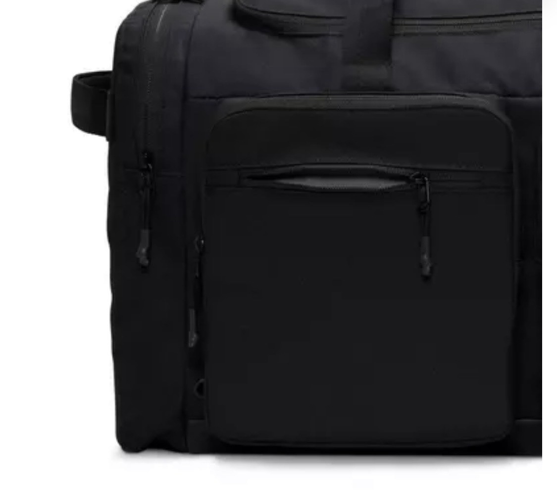 Nike Utility Power Duffel Bag, Rare Iconic MaxAir Shoulder Strap, Black, 51L NWT