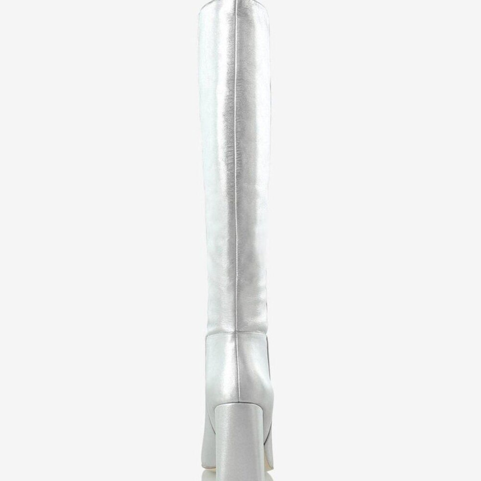Cynthia Rowley Women’s Chloe Leather Tall Silver Boot Boots Sz 6 NWOB 498 IRRG