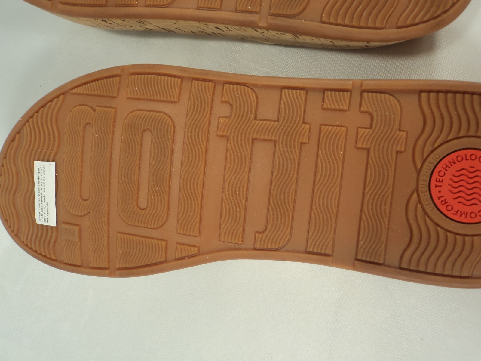 FitFlop F-Mode Leather-Twist Flatform Slides-Cork Wrap in Gold Sz 10 NWOB