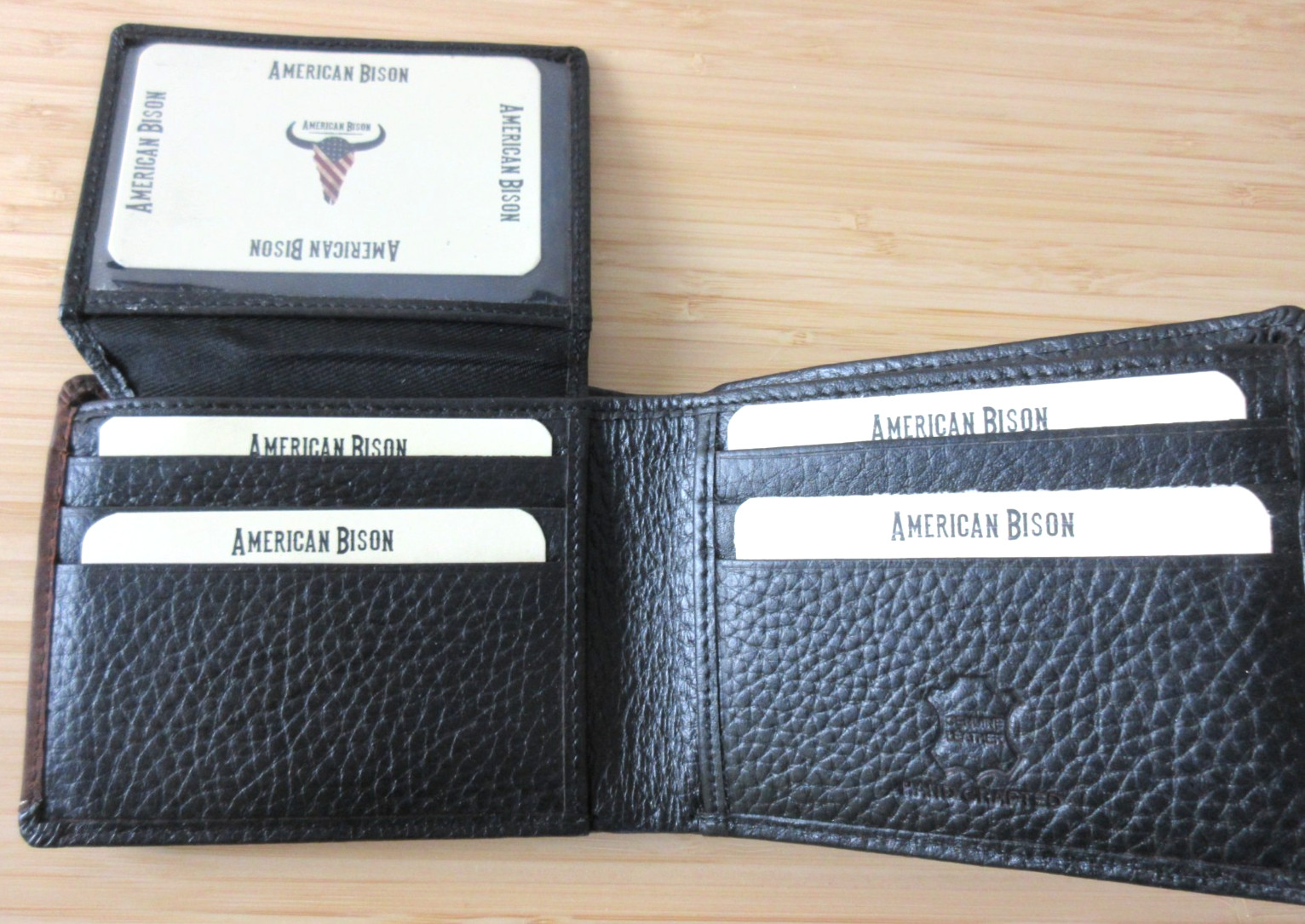 American Bison Buffalo Nickel 2 Tone Rodeo Bifold Leather Wallet Black Brown NEW