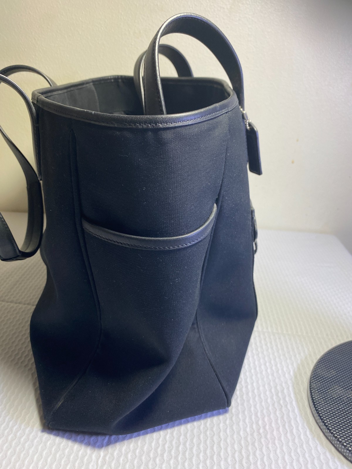 COACH Large Black Canvas Tote Bag Diaper Weekender Travel Carry On Handbag