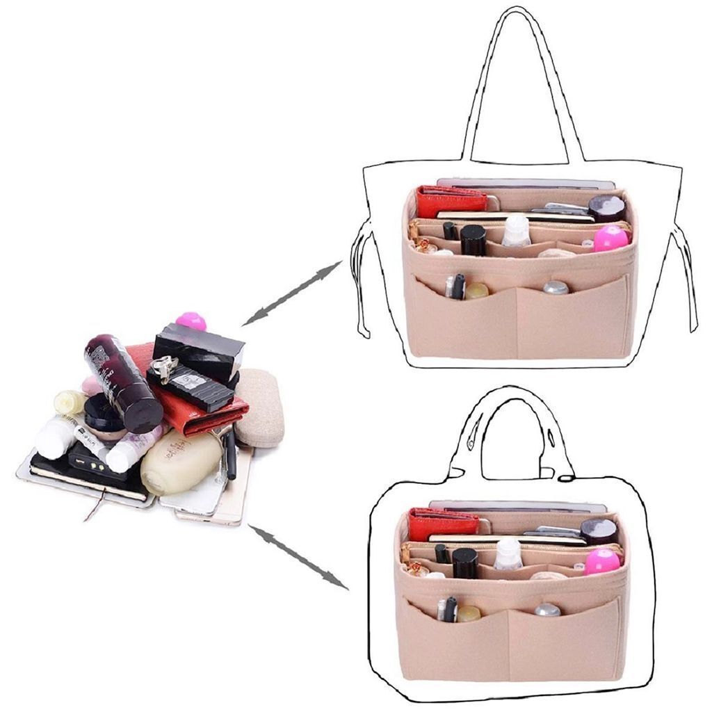 Felt Purse Handbag Organizer Insert Multi pocket Storage Tote Shaper Liner Bag