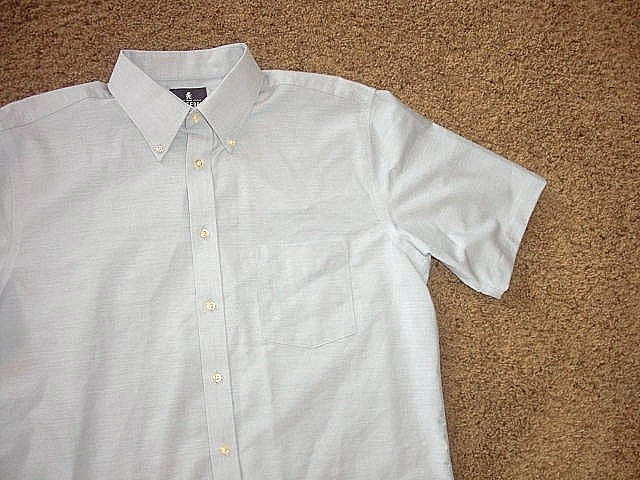STAFFORD wrinkle free oxford front pocket SHORT SLEEVE Dress Shirt 16 NEW