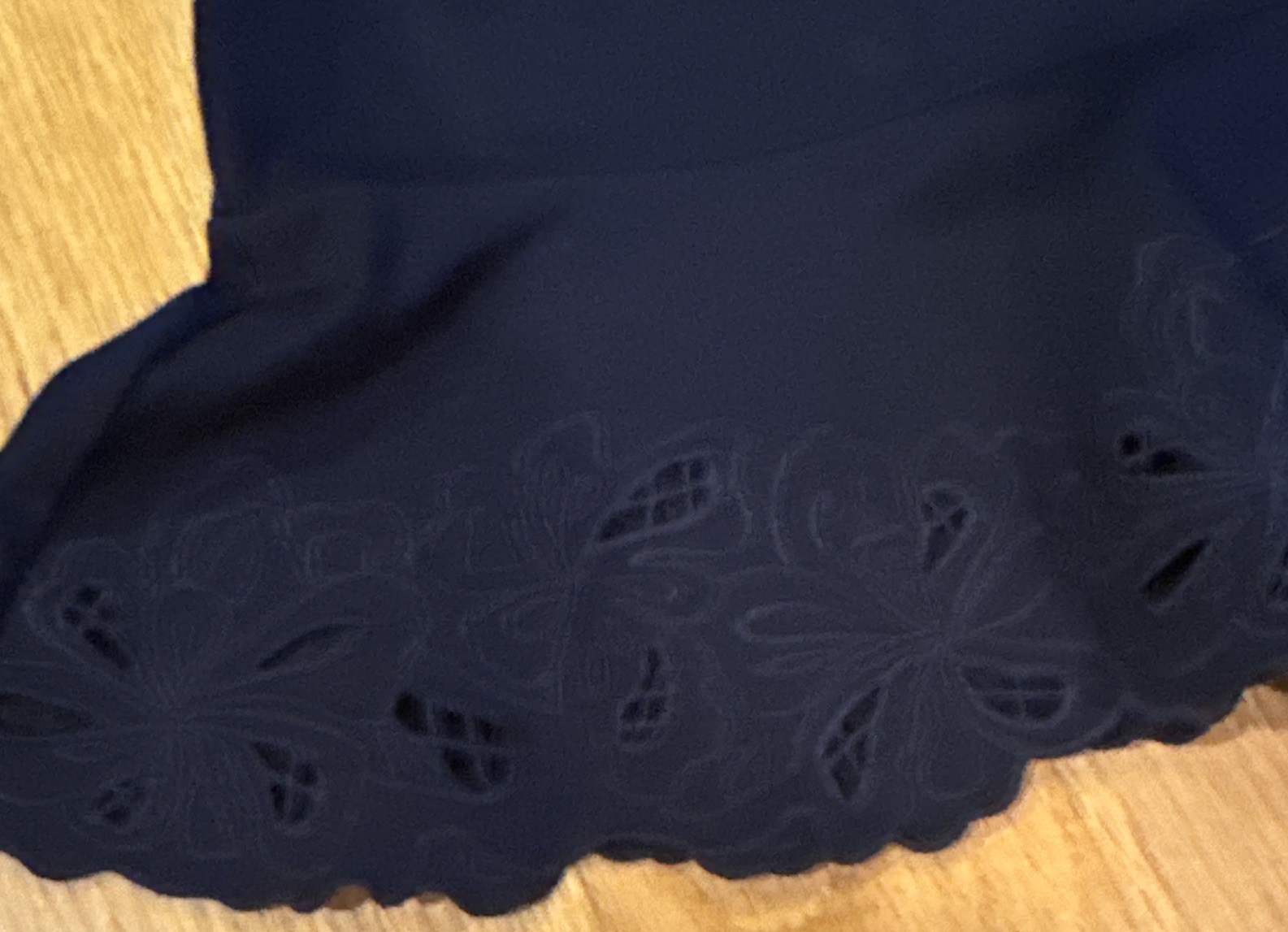 RSVP by Talbots Black Fit & Flare Midi Dress 12 Short Sleeve Eyelet Hem