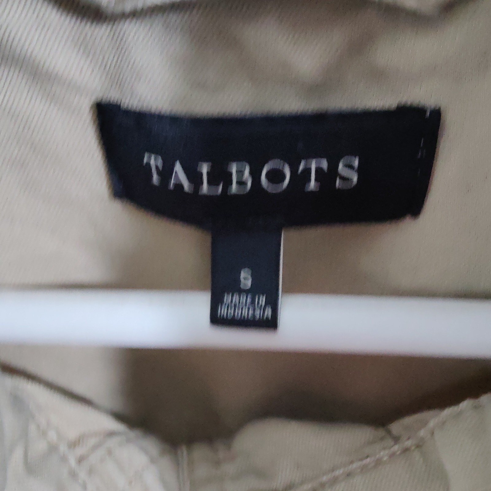 Talbots Khaki Utility Linen Lyocell Jacket Women Small Button Long Sleeve Safari