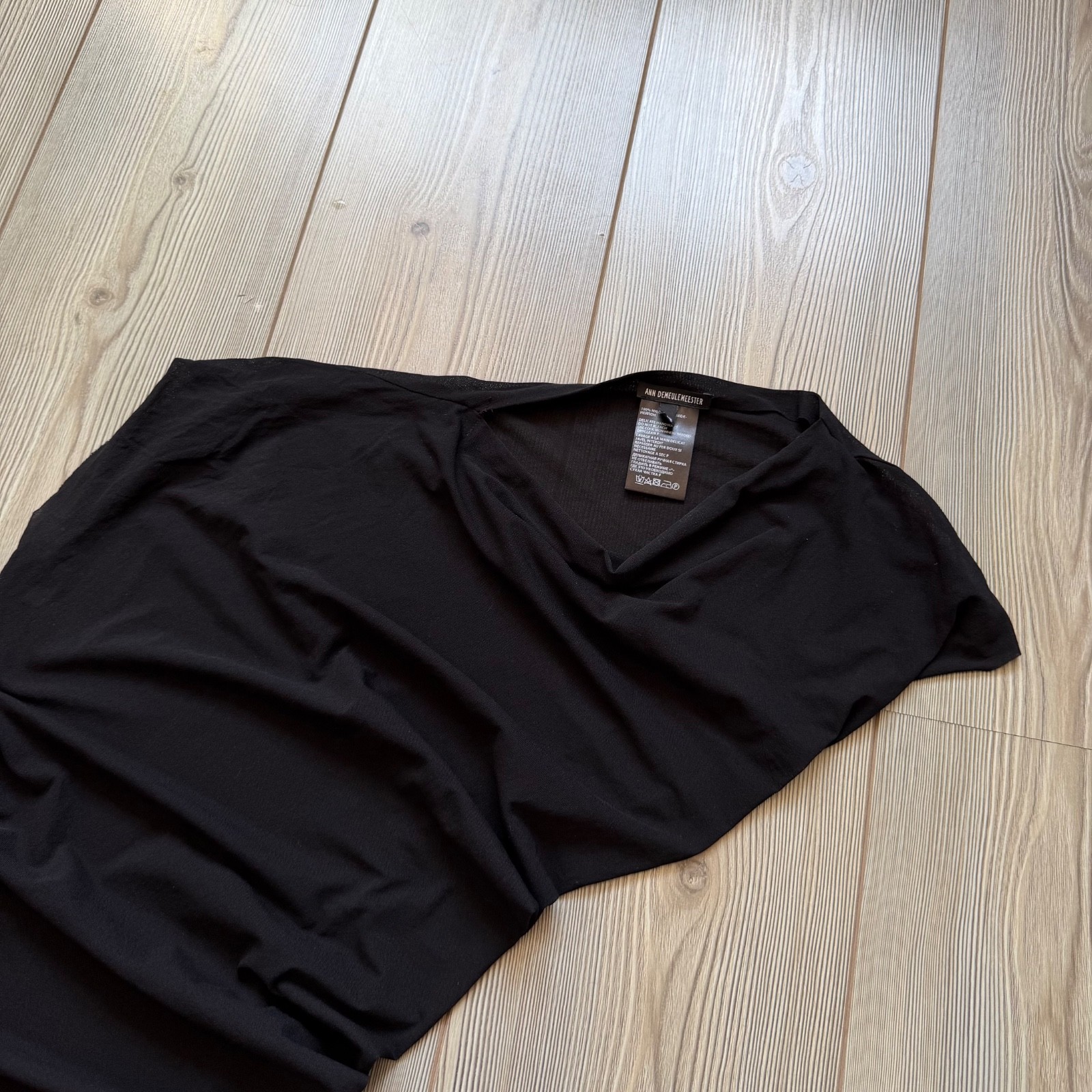 Ann Demeulemeester Black Asymmetric Mesh Maxi Dress