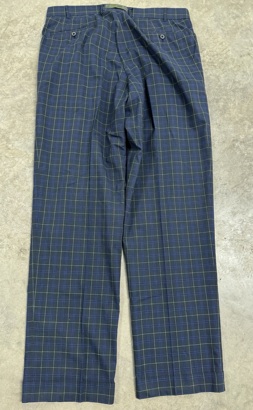 Vintage Hiltl Pants Mens 34×32 Plaid Check Golf Trousers Poly Cotton Pleated NEW
