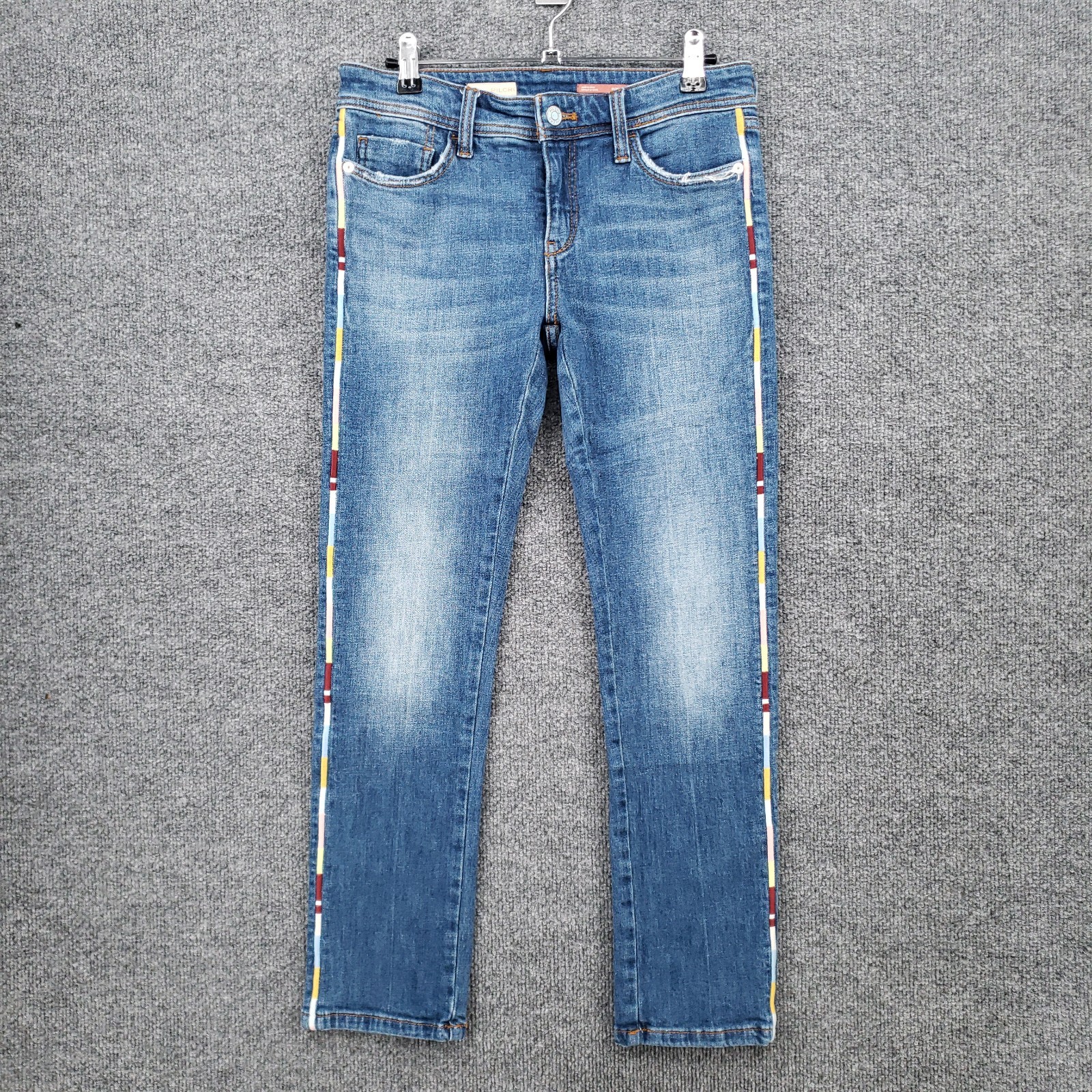 Pilcro Slim Boyfriend Cropped Jeans Womens 25P Petite Blue Side Stripe Denim