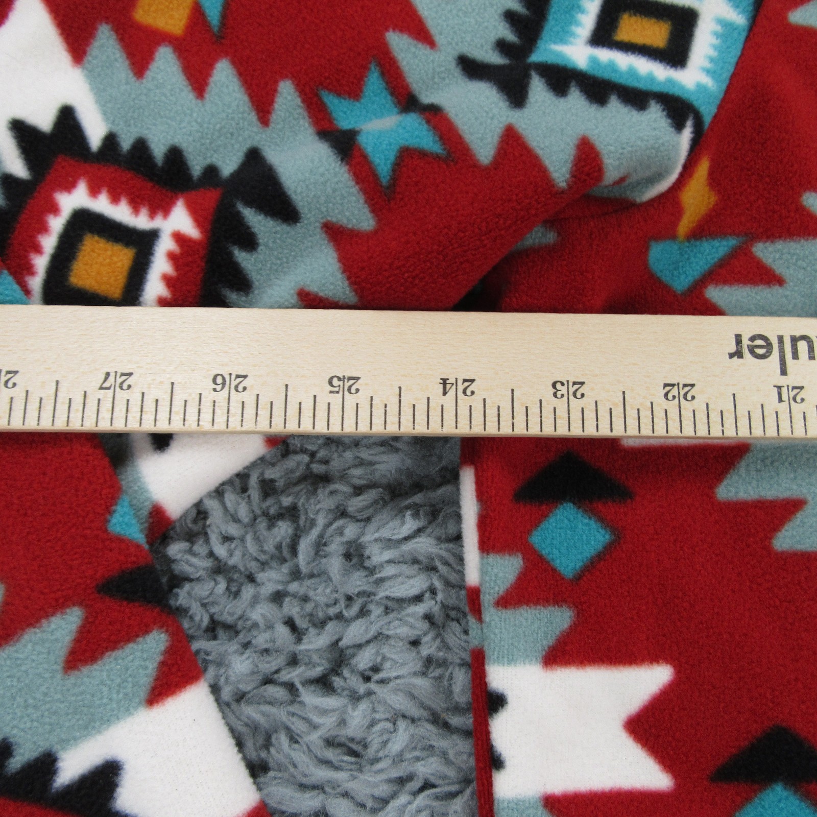 Wrangler Retro Sweater Mens Large Red Aztec Geometric Fleece 1/4 Zip Pockets