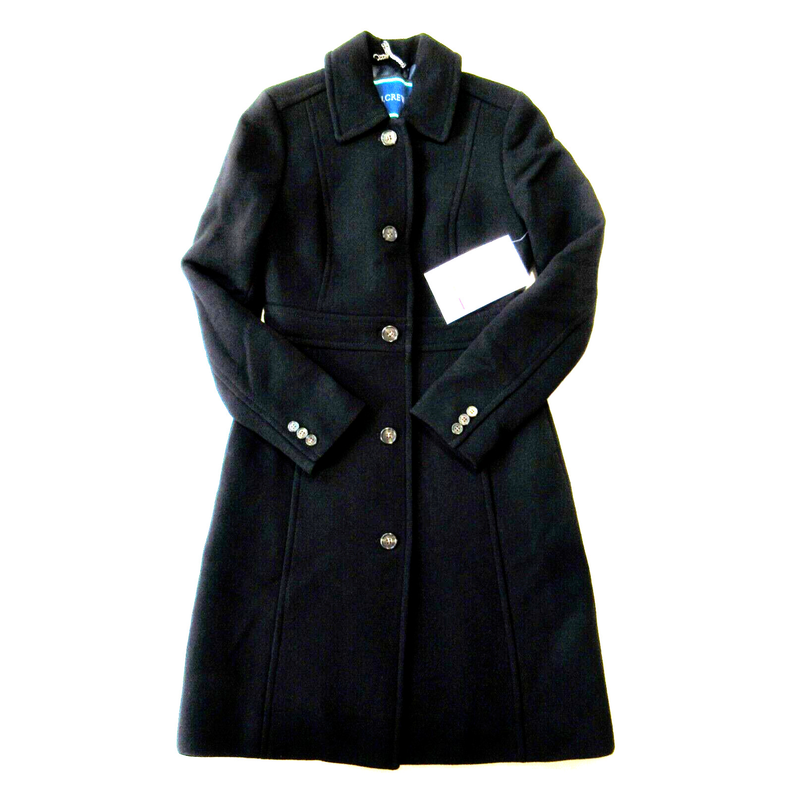 NWT J.Crew Classic Lady Day Coat in Black Italian Doublecloth Wool Thinsulate 0