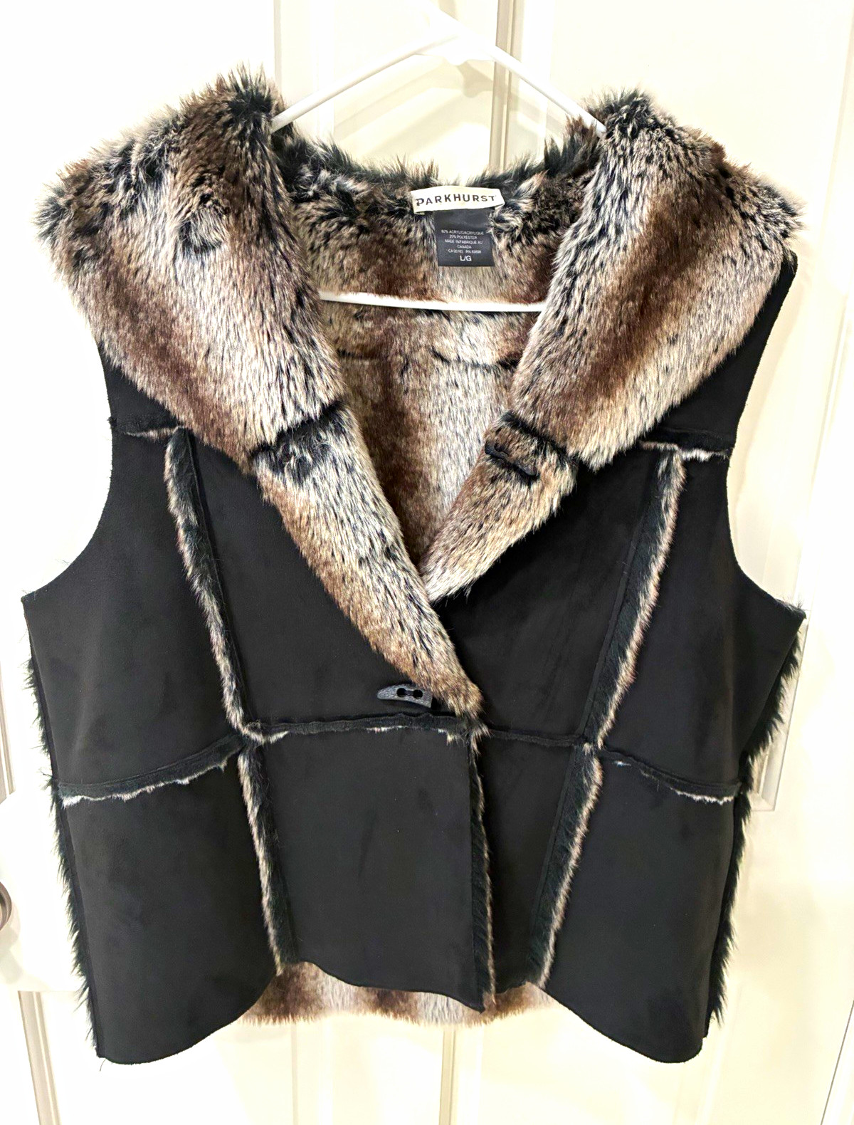 PARKHURST Women’s Vest Faux Fur Lined Collared Button Sleeveless L/G