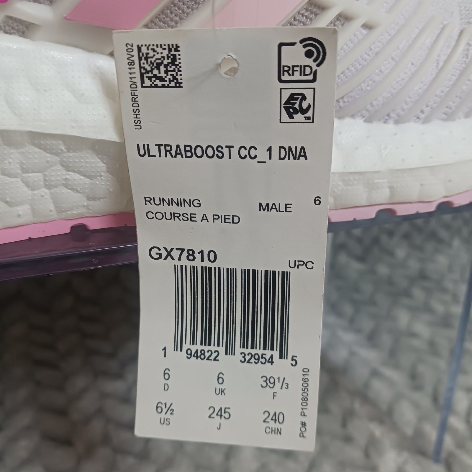 Adidas Ultraboost CC_1 DNA ClimaCool Men’s Running Shoes White Clear Pink Sz 6.5