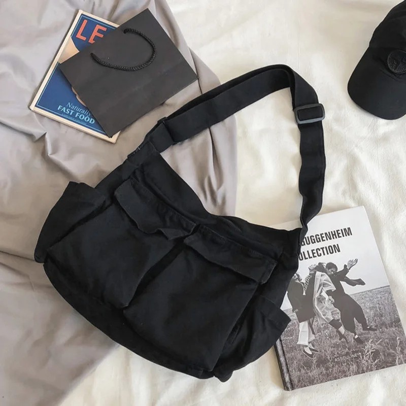 Workwear Canvas Shoulder Bag Large Capacity Retro Messenger Bag New Student