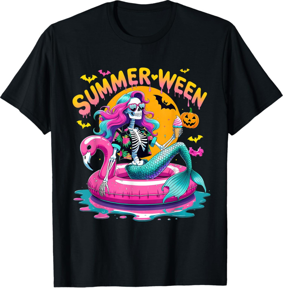 Summerween Vibes Spooky Summer Mermaid Halloween Unisex T-Shirt