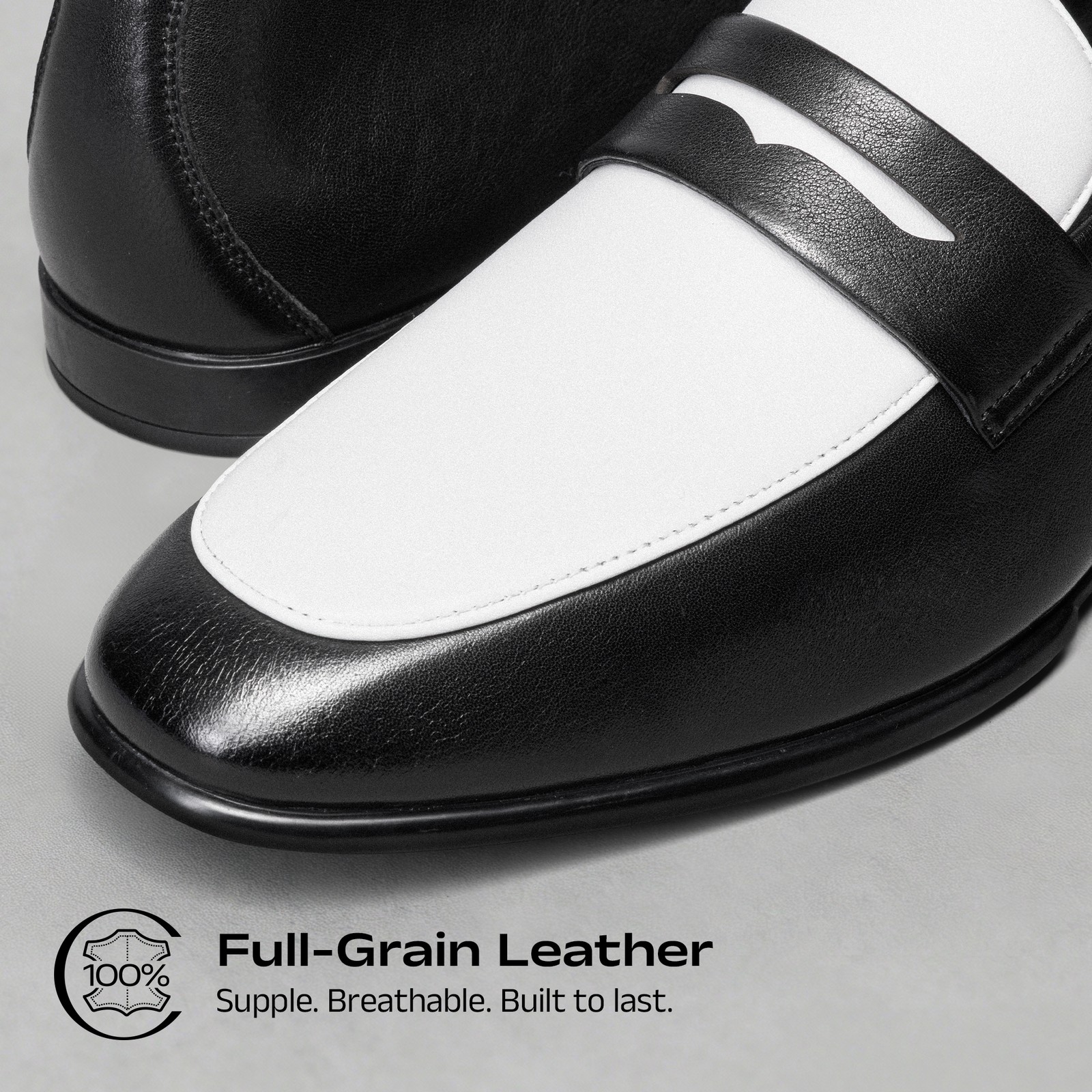 Men’s Classic Leather Penny Loafers Lightweight Slip-On Dress Shoes 8-13 Size