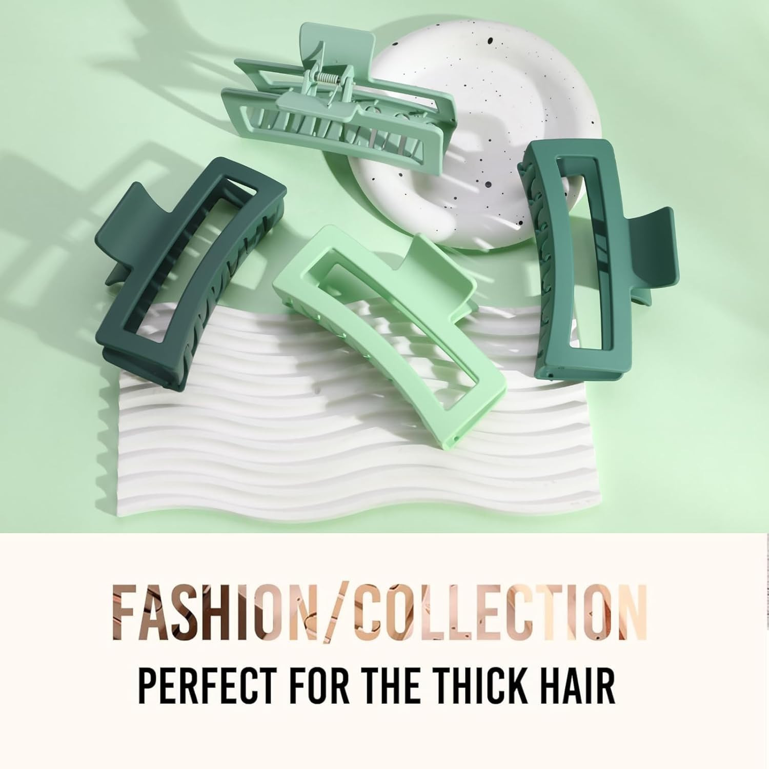 5 Inche Gradient Green Extra Large Claw Clips for Thick and Long Hair, 4 Pack Xl