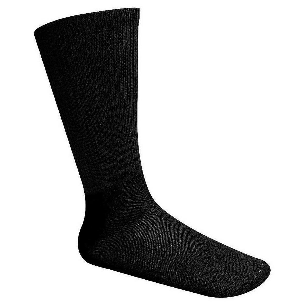 6 Pairs Black Men Loose Fit Top Circulatory Diabetic Crew Socks Cotton 10-13