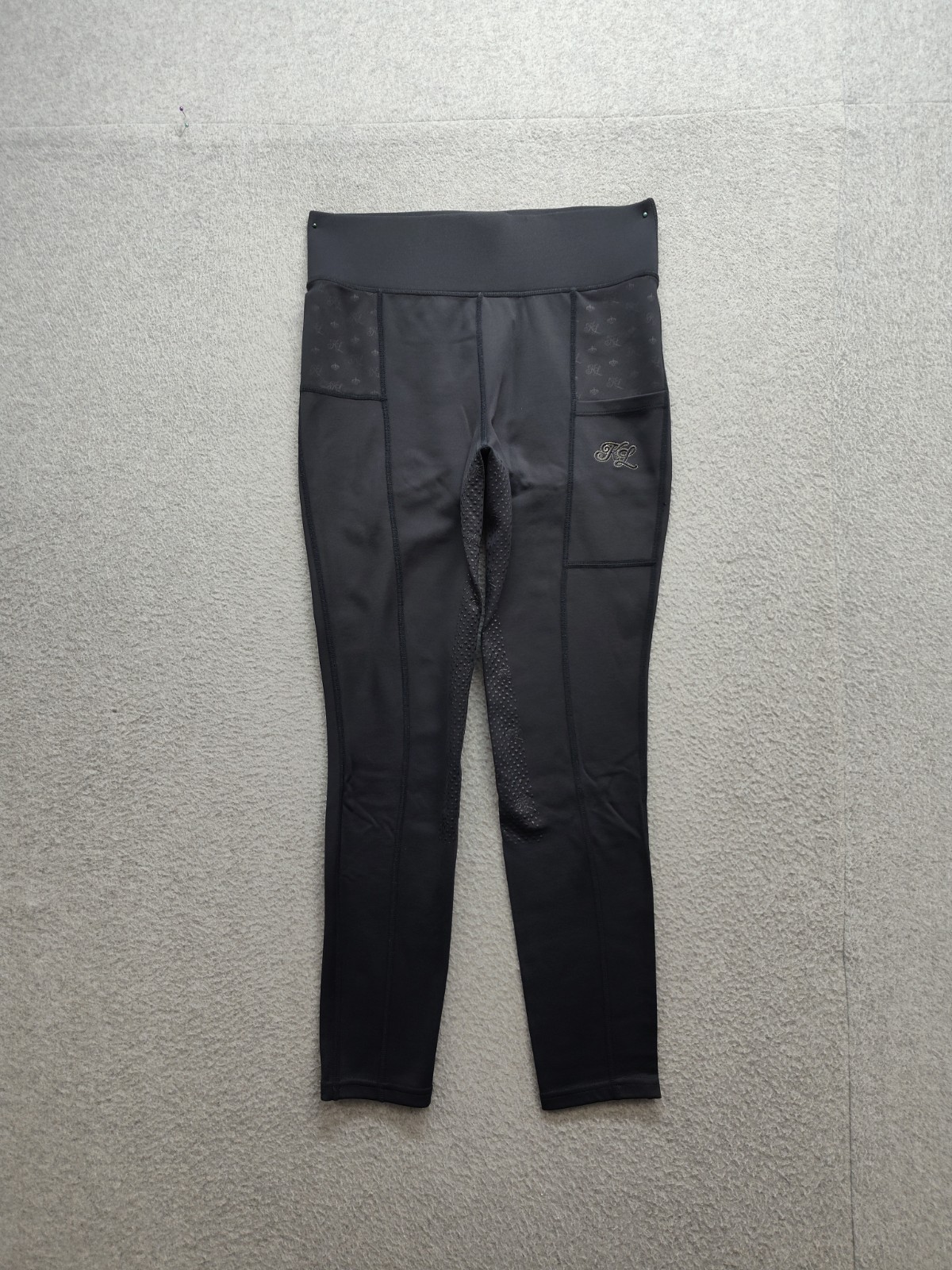 Kingsland Women Leggings M Black Compression Elastic Waist Pockets Activewear
