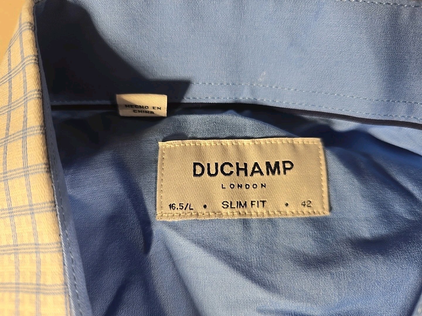 Duchamp Men’s Slim Fit Cotton Stretch Dress Shirt, Light Blue,size L, 16.5in, 42