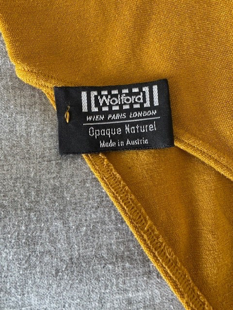 Wolford Long-Sleeve Bodysuit ~ Opaque Naturel Mustard Orange Small ~ Turtleneck