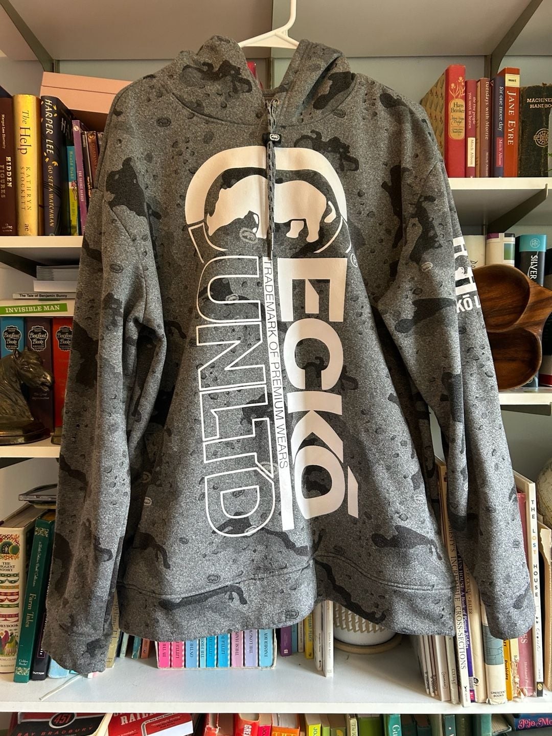 Ecko Unltd. Men’s Graphic Logo Gray Camo Pullover Hoodie Size XL