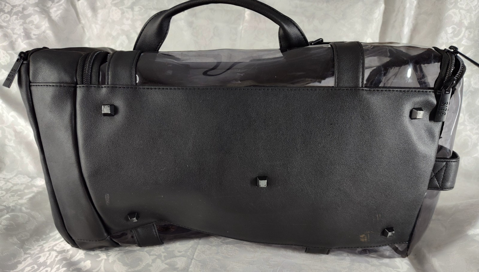 Beis Black & Clear Transparent Duffel Gym Travel Weekender Bag ST42