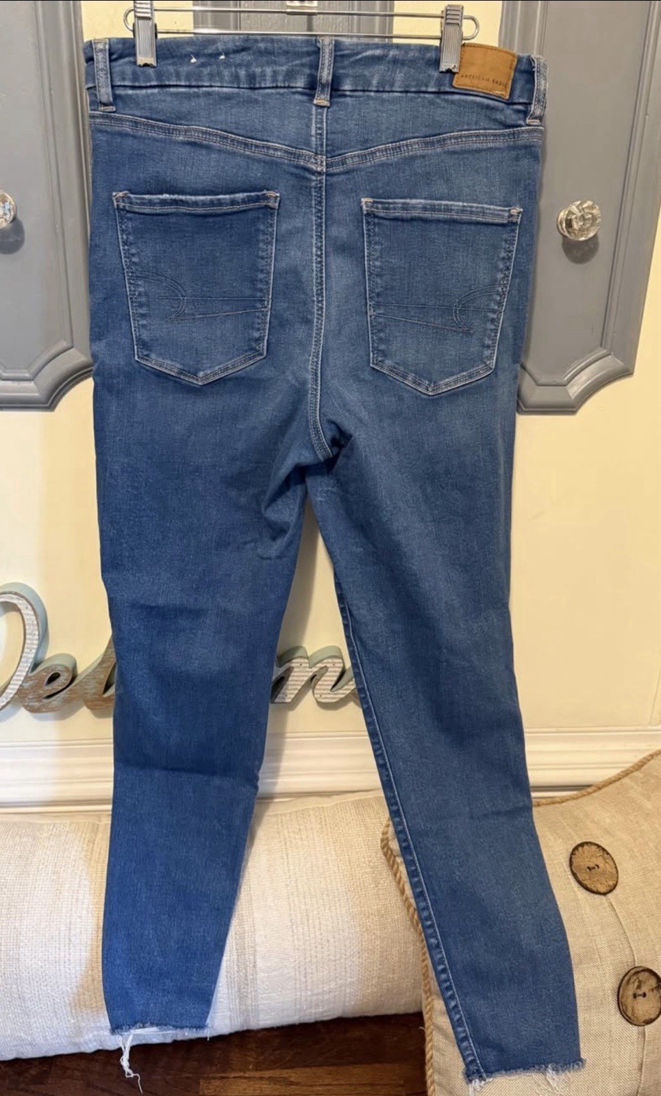 American Eagle Women’s Next Level Stretch Skinny Blue Denim Jeans, 12R, 5-Pocket
