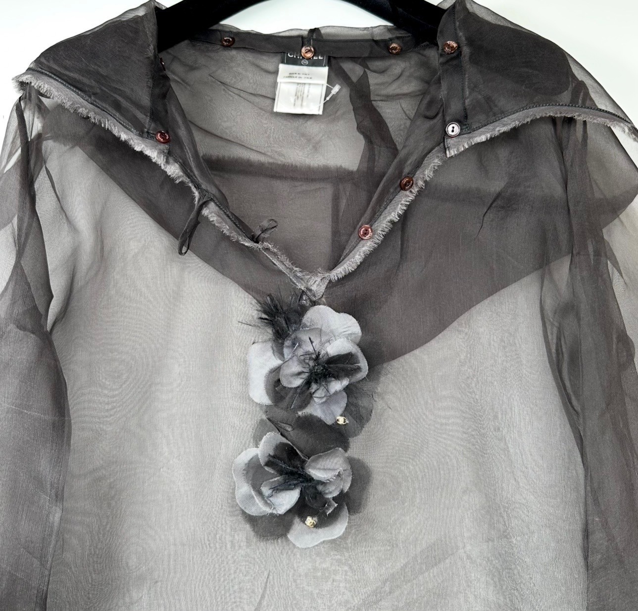 Chanel Vintage 2008 Black Sheer Jacket Coverup Dress 44 46 10 12 Swim Top M L
