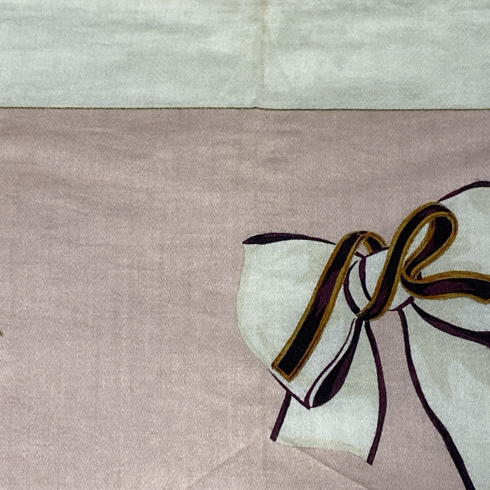 Nina Ricci Pocket Square Cotton Floral Bow Pink White 22”X22” Vintage