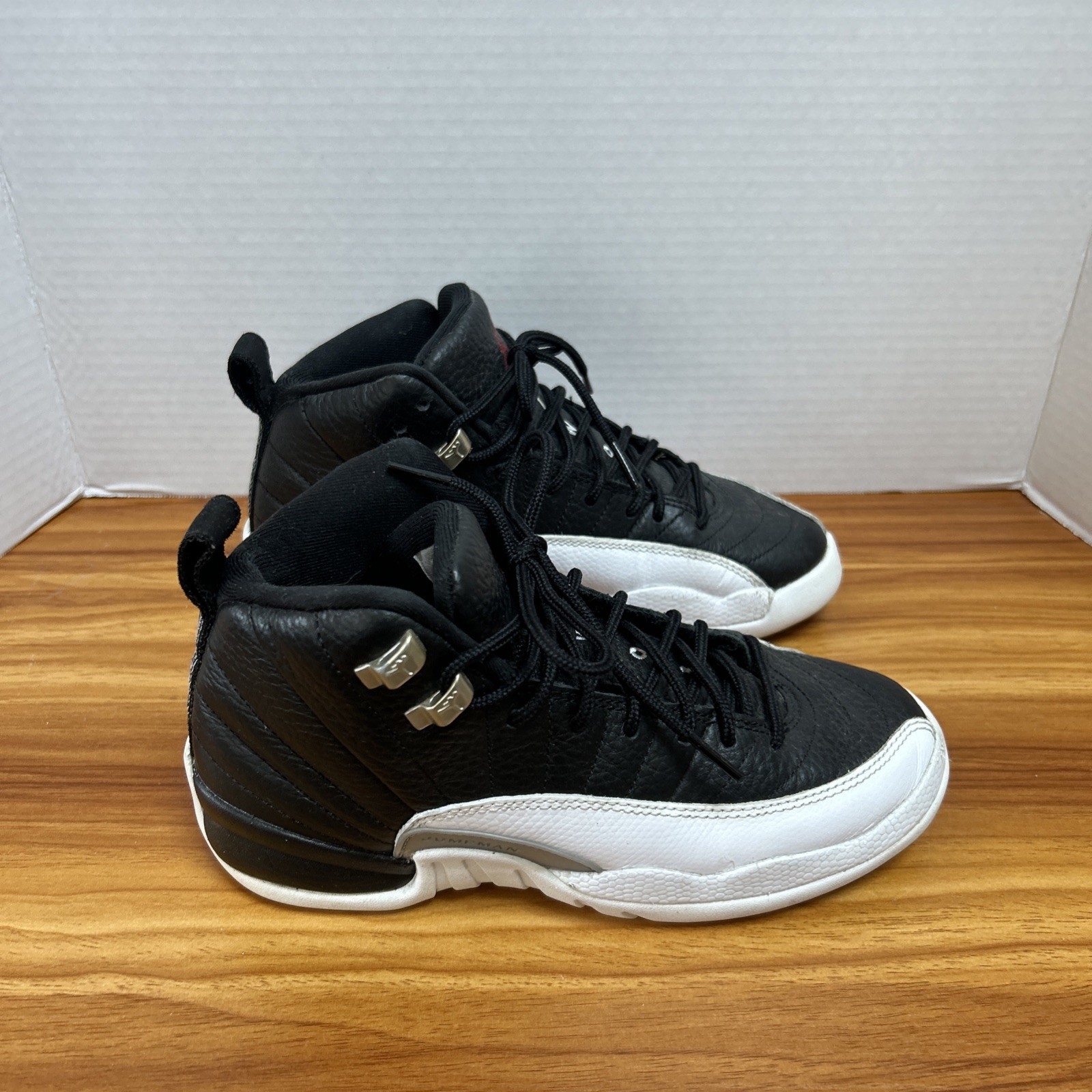 Jordan 12 Retro Playoffs 2022 GS Black White Red 153265-006 Kids Size 4.5 SP3472