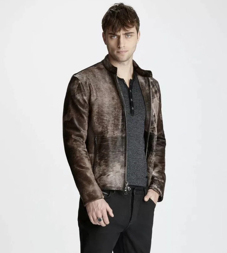 GRAIL $2998 John Varvatos Collection Calf Hair Moto Jacket EU58X US48X