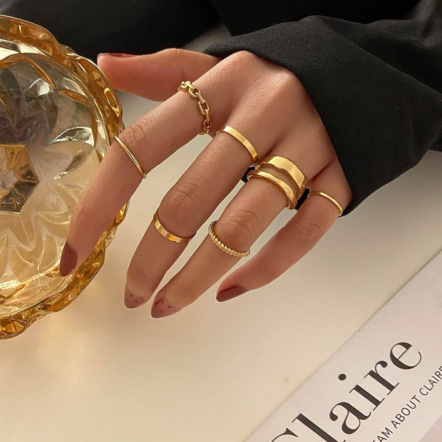 7-Piece: Women’s Gold Knuckle Ring Set
