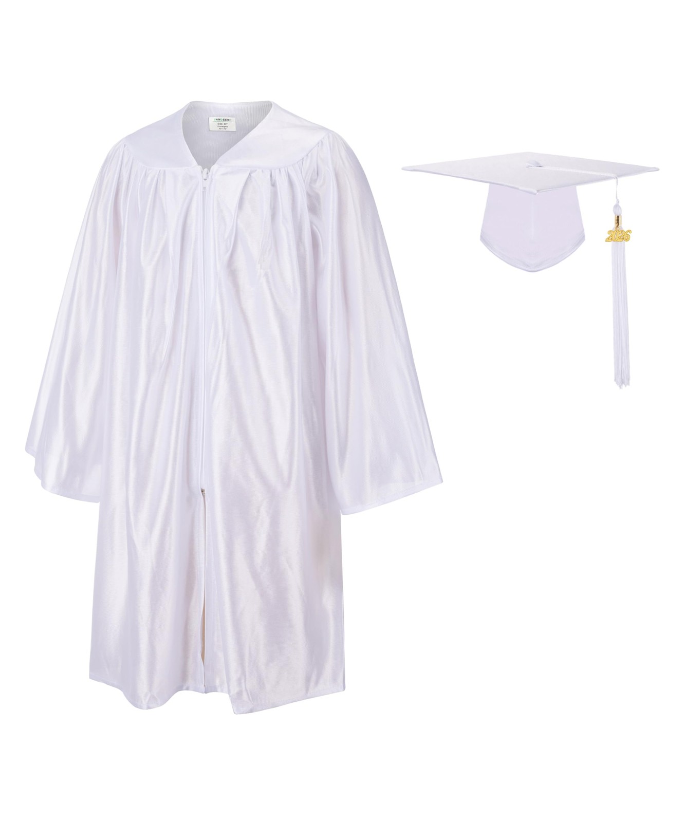 Graduation 2026 Gown Cap Set with Tassel For Kindergarten (Preschool, White)