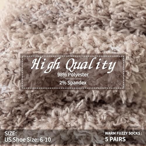 Premillow Womens Fuzzy Socks Fluffy Socks 3 Pairs Black&dark Grey& Light Brown